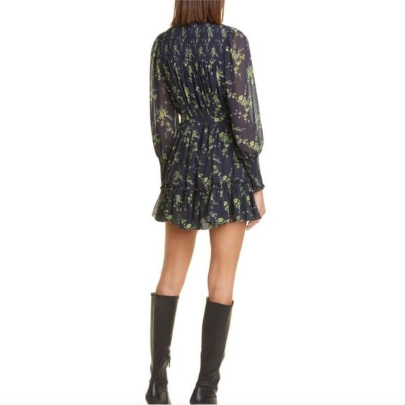 Cinq A Sept Raven Ruffle Tie Waist Long Sleeve Minidress Dress 12 NWT $395 - Picture 4 of 6